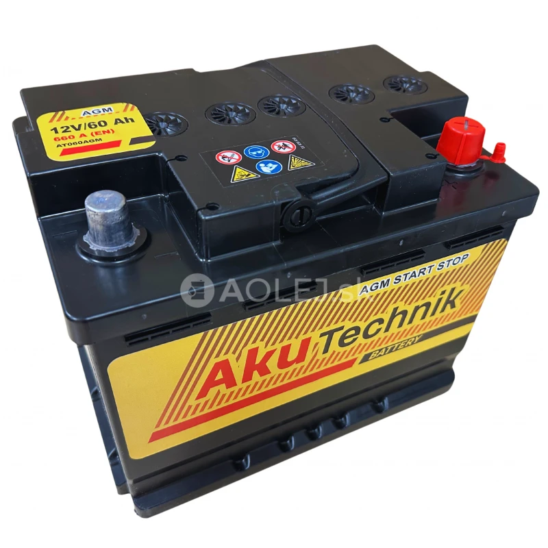 Autobat&eacute;ria AkuTechnik AGM Start-Stop 12V 60Ah 660A