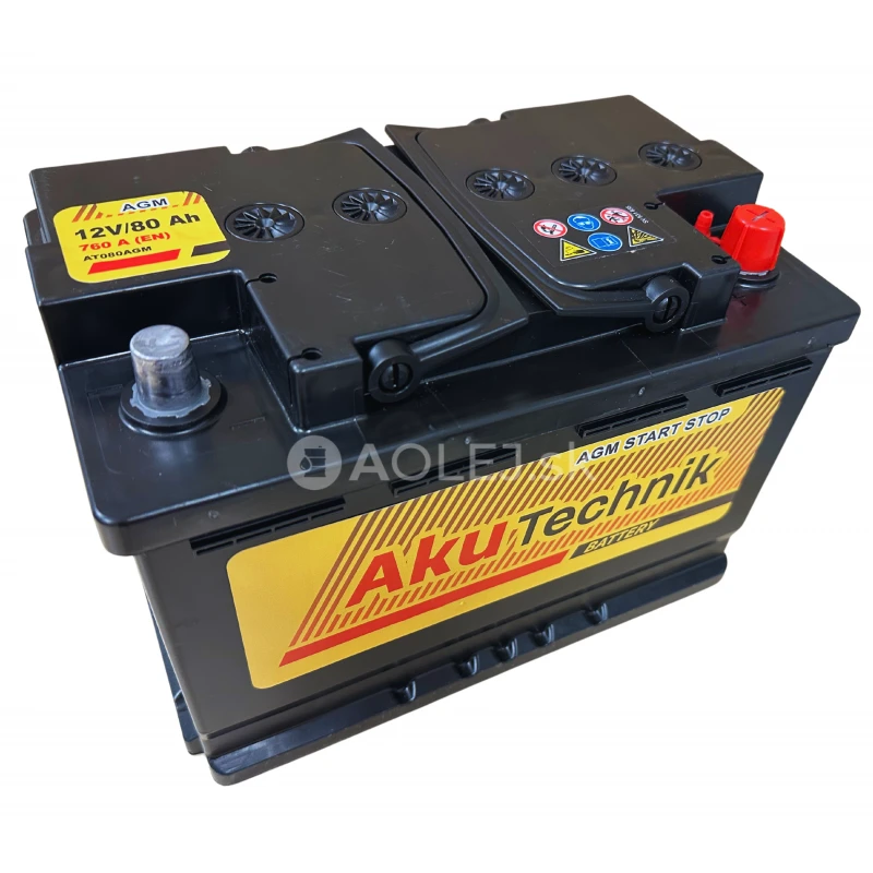 Autobat&eacute;ria AkuTechnik AGM Start-Stop 12V 80Ah 760A