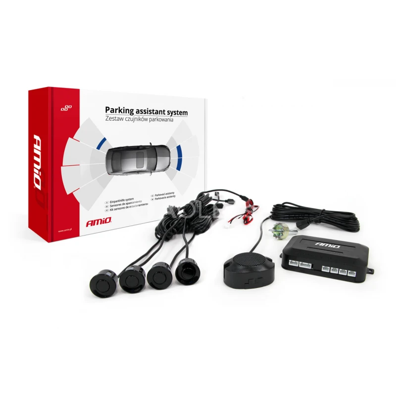 Parkovací asistent so zvukovým signalizátorom/bzučiak 4-senzorové, čierne