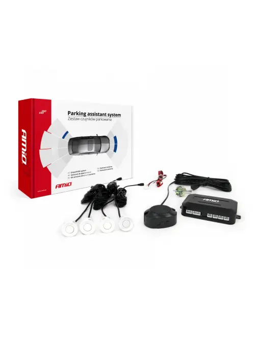 Parkovací asistent so zvukovým signalizátorom/bzučiak 4-senzorové, biele
