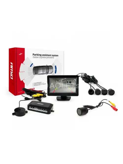 Parkovací asistent TFT01 4,3” s kamerou HD-301 IR , 4-senzorové, čierne