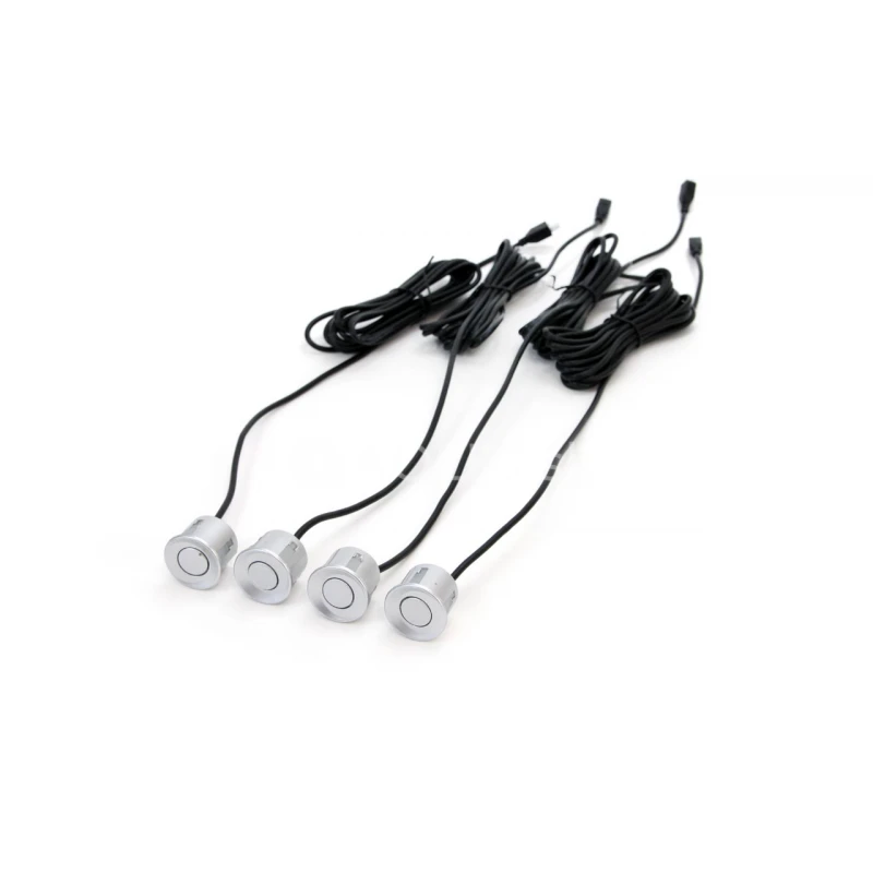 Parkovací asistent TFT01 4,3” s kamerou CAM-402 LED v podložke pod ŠPZ, 4-senzorové, strieborné