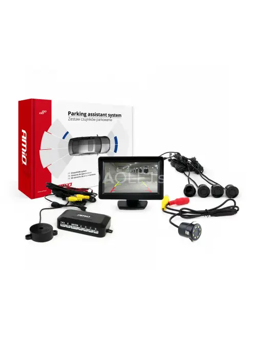 Parkovací asistent TFT01 4,3” s kamerou CAM-308 LED, 4-senzorové čierne