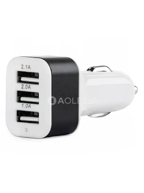 Autonabíjačka mobilného telefónu s 3xUSB biela PCH-03