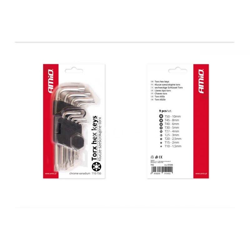 Kľ&uacute;če TORX kr&aacute;tke 125mm 9 ks TKS