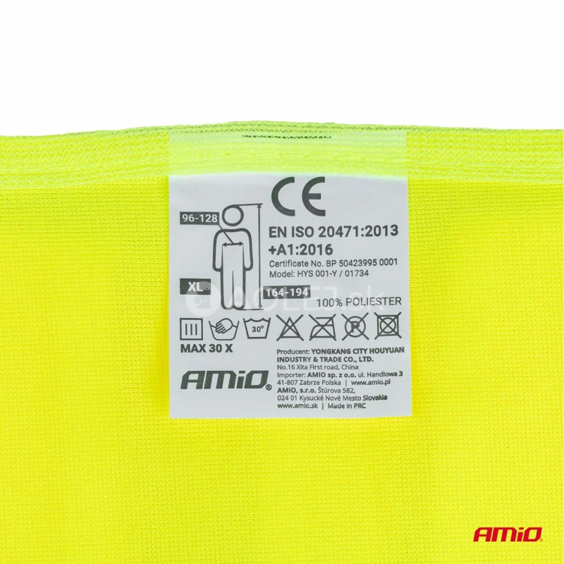 Výstražna vesta žltá SV-01 s certifikátom