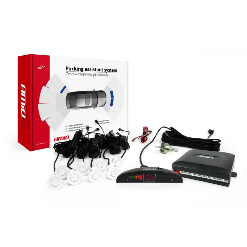 Parkovací asistent LED 8-senzorové biele