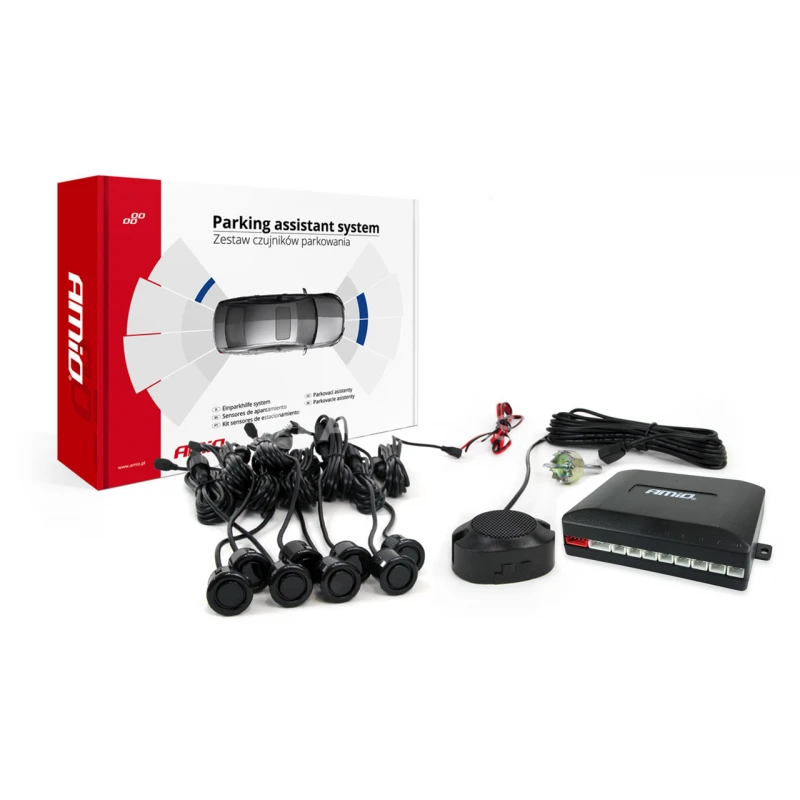 Parkovací asistent so zvukovým signalizátorom/bzučiak 8 senzorové čierne GOLD 18mm