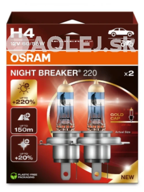 Osram H4 12V 60/55W P43T Night Breaker 220% 2ks