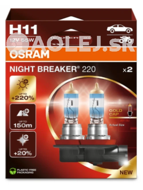 Osram H11 12V 55W PGJ19-2 Night Breaker 220% 2ks